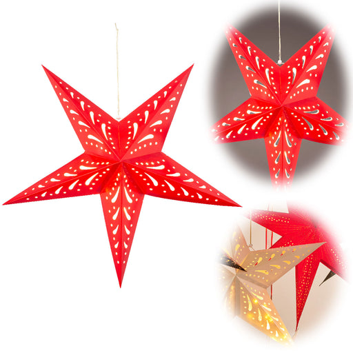 KI-generiertes Bild 3D Leuchtstern Papierstern Ø 60cm Rot 20 LED Beleuchtet Weihnachtsstern