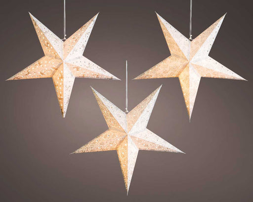 KI-generiertes Bild,3D Samt Leuchtstern Ø 60cm Weiß Beleuchtet Weihnachtsstern Papierstern