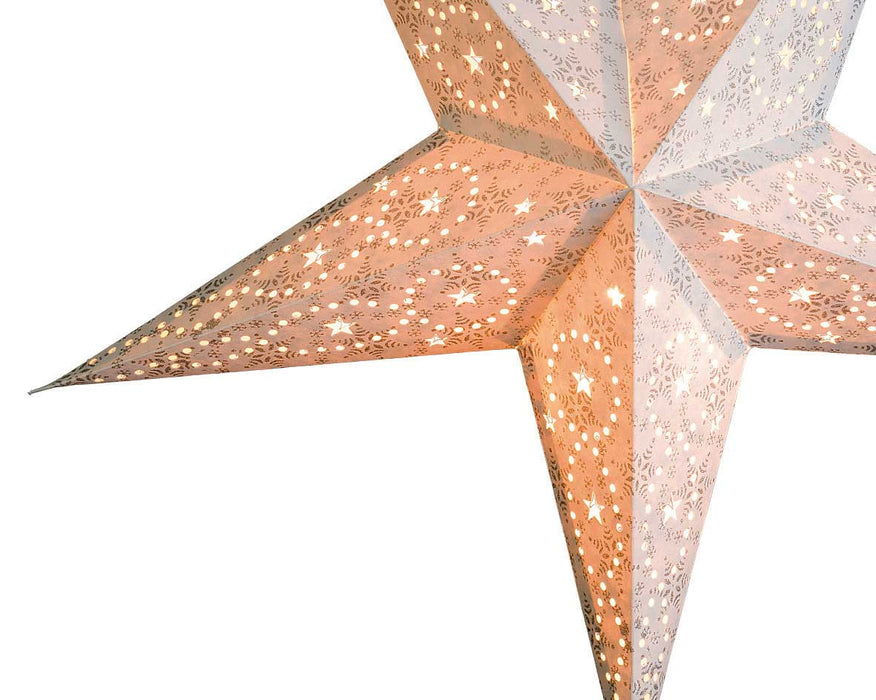 KI-generiertes Bild,3D Samt Leuchtstern Ø 60cm Weiß Beleuchtet Weihnachtsstern Papierstern