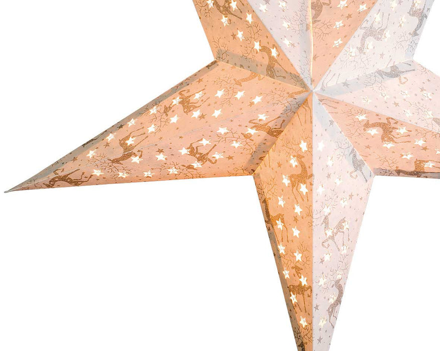 KI-generiertes Bild,3D Samt Leuchtstern Ø 60cm Weiß Beleuchtet Weihnachtsstern Papierstern