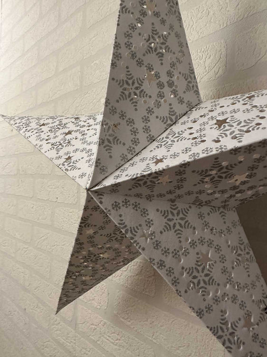 KI-generiertes Bild,3D Samt Leuchtstern Ø 60cm Weiß Beleuchtet Weihnachtsstern Papierstern