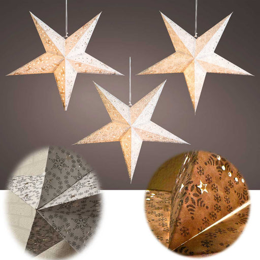 KI-generiertes Bild 3D Samt Leuchtstern Ø 60cm Weiß Beleuchtet Weihnachtsstern Papierstern