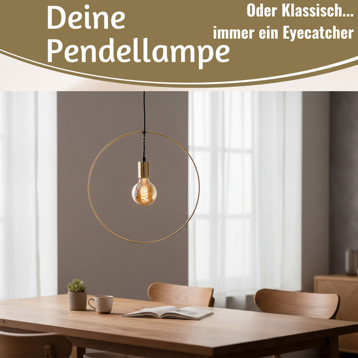KI-generiertes Bild,Pendel-Leuchte Ring Gold 40cm E27 Rund Hängelampe Hängeleuchte Deckenleuchte