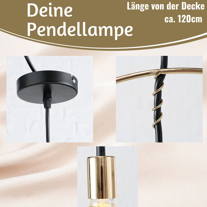 KI-generiertes Bild,Pendel-Leuchte Ring Gold 40cm E27 Rund Hängelampe Hängeleuchte Deckenleuchte