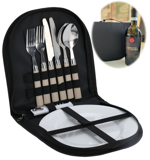 KI-generiertes Bild 10-teiliges Picknick-Set Tragetasche Geschirr Besteck Mehrweggeschirr 2 Personen