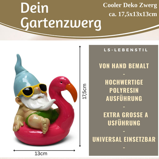 KI-generiertes Bild,XL Deko Figur Gartenzwerg Pink sitzend 17cm Gnom Skulptur Gartenstatue Statue Objekt