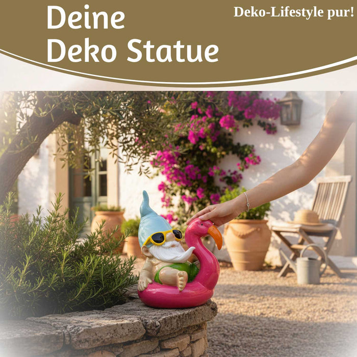 KI-generiertes Bild,XL Deko Figur Gartenzwerg Pink sitzend 17cm Gnom Skulptur Gartenstatue Statue Objekt