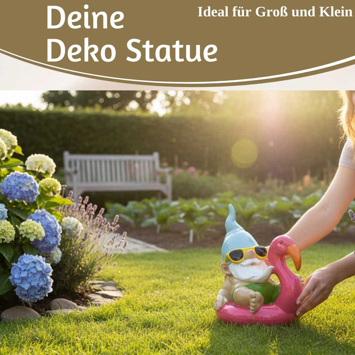 KI-generiertes Bild,XL Deko Figur Gartenzwerg Pink sitzend 17cm Gnom Skulptur Gartenstatue Statue Objekt