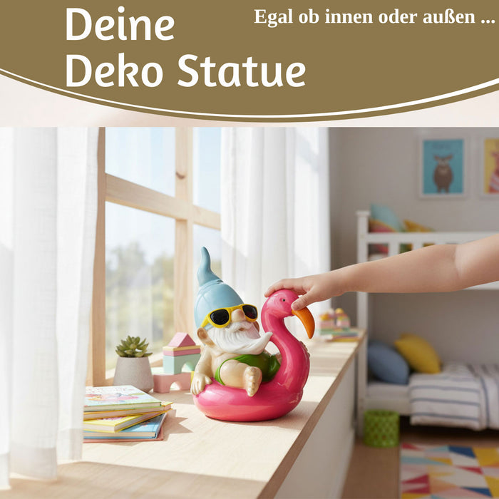 KI-generiertes Bild,XL Deko Figur Gartenzwerg Pink sitzend 17cm Gnom Skulptur Gartenstatue Statue Objekt
