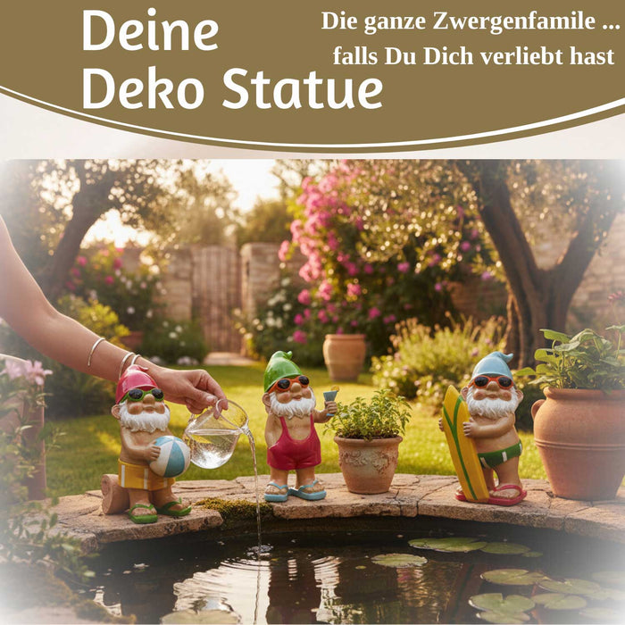 KI-generiertes Bild,XL Deko Figur Gartenzwerg Pink sitzend 17cm Gnom Skulptur Gartenstatue Statue Objekt