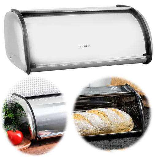 KI-generiertes Bild Vintage Brotkasten Chrom Silber 34cm Metall Retro Brotbox Aufbewahrungskorb