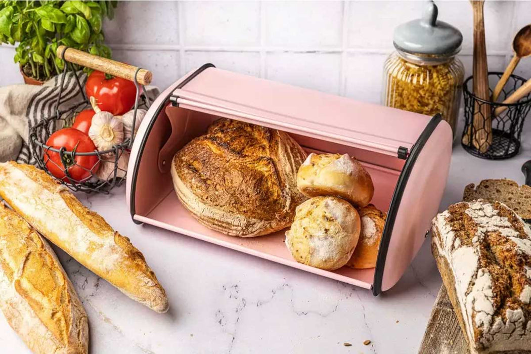 KI-generiertes Bild,Vintage Brotkasten Rose 34cm Metall Retro Brotbox Aufbewahrungskorb