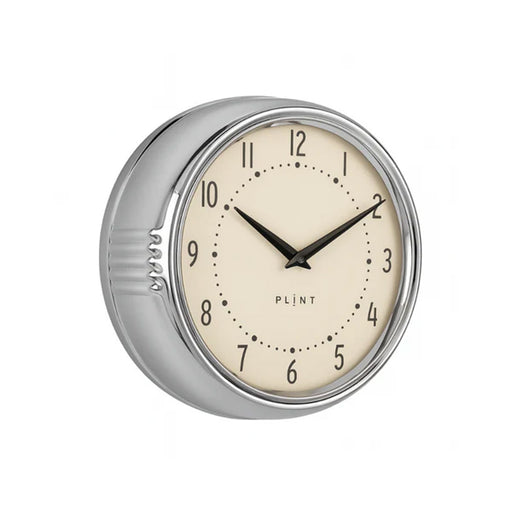 KI-generiertes Bild,Nostalgische Metall Wanduhr Silber Chrom 23cm Vintage Küchenuhr Bürouhr Retro Look
