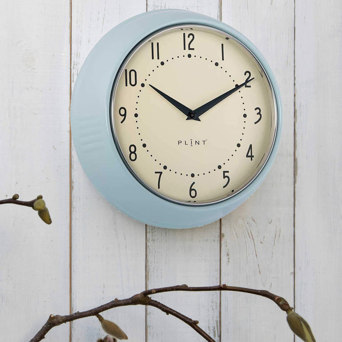 KI-generiertes Bild,Nostalgische Metall Wanduhr Ice Blau 23cm Vintage Küchenuhr Bürouhr Retro Look