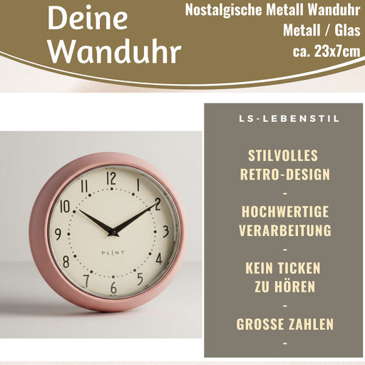 KI-generiertes Bild,Nostalgische Metall Wanduhr Creme Rose 23cm Vintage Küchenuhr Bürouhr Retro Look