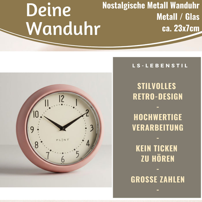 KI-generiertes Bild,Nostalgische Metall Wanduhr Creme Rose 23cm Vintage Küchenuhr Bürouhr Retro Look