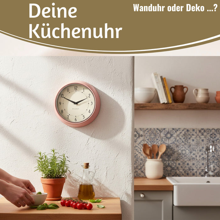 KI-generiertes Bild,Nostalgische Metall Wanduhr Creme Rose 23cm Vintage Küchenuhr Bürouhr Retro Look