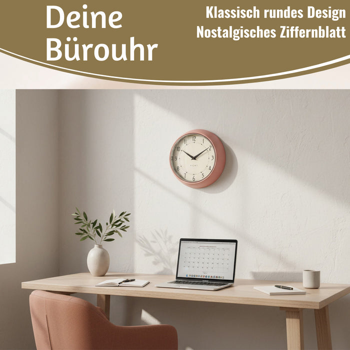 KI-generiertes Bild,Nostalgische Metall Wanduhr Creme Rose 23cm Vintage Küchenuhr Bürouhr Retro Look