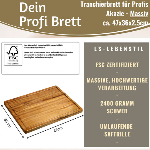 KI-generiertes Bild,Profi Holz Schneidebrett 47x36cm XL Akazie Küchenbrett Tranchierbrett