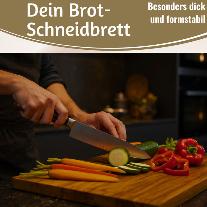 KI-generiertes Bild,Profi Holz Schneidebrett 47x36cm XL Akazie Küchenbrett Tranchierbrett