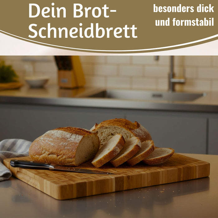 KI-generiertes Bild,Profi Holz Schneidebrett Stirnholz 36cm XL Bambus Küchenbrett Tranchierbrett