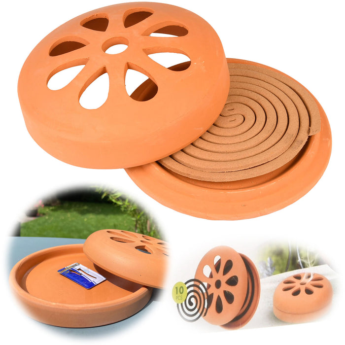 KI-generiertes Bild 10x Räucherspirale Tontopf Insektenschutz Citronella Mückenschutz Anti Mücken