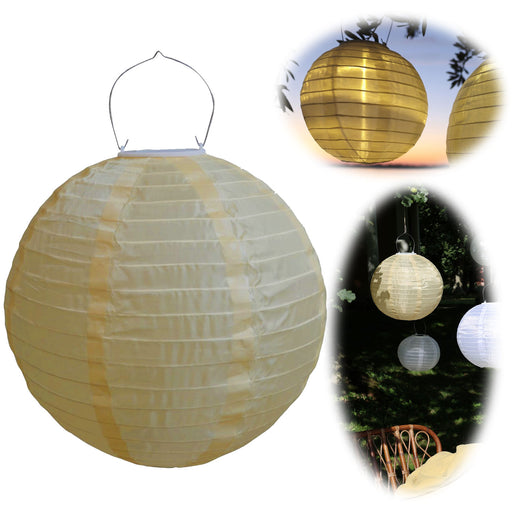 KI-generiertes Bild Design Solar LED Lampion Gelb 30cm Lichtsensor Nylon Gartenlaterne Hängelampe