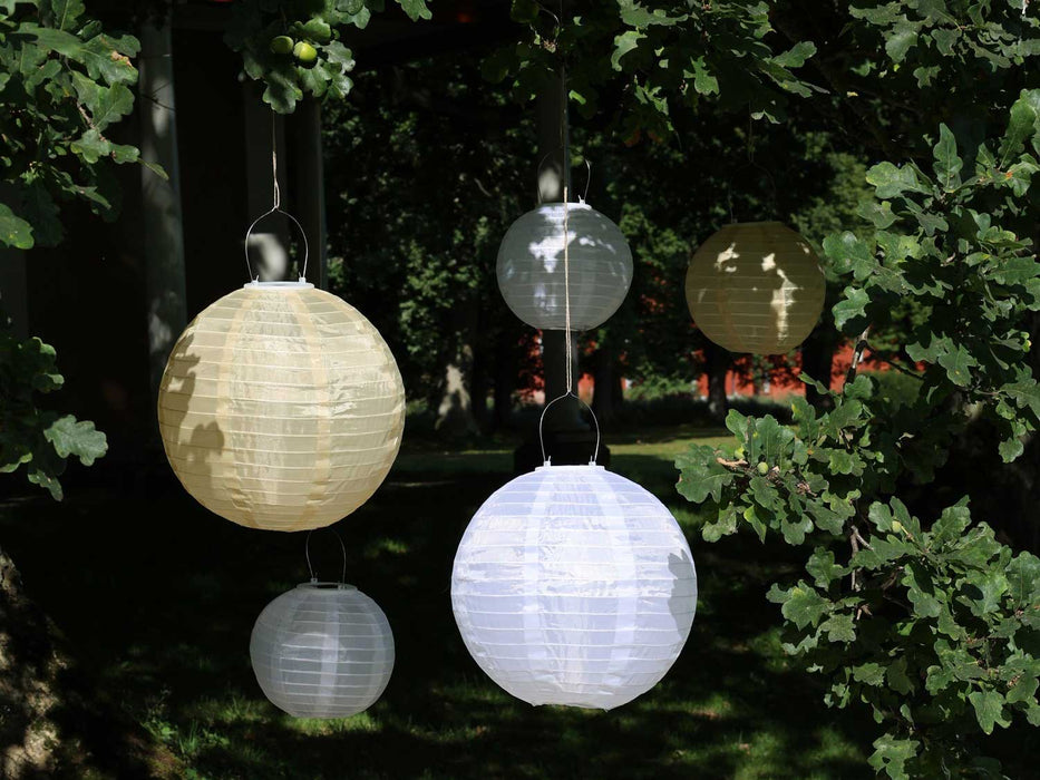 KI-generiertes Bild,Design Solar LED Lampion Weiß 30cm Lichtsensor Nylon Gartenlaterne Hängelampe