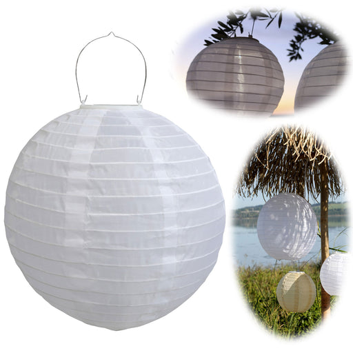 KI-generiertes Bild Design Solar LED Lampion Weiß 30cm Lichtsensor Nylon Gartenlaterne Hängelampe