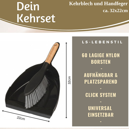 KI-generiertes Bild,Kehrbesen Kehrschaufel 32x22cm Schwarz Kehrset Kehrblech und Handfeger