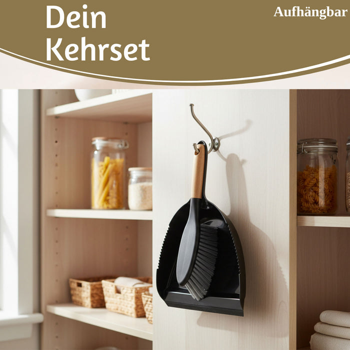 KI-generiertes Bild,Kehrbesen Kehrschaufel 32x22cm Schwarz Kehrset Kehrblech und Handfeger