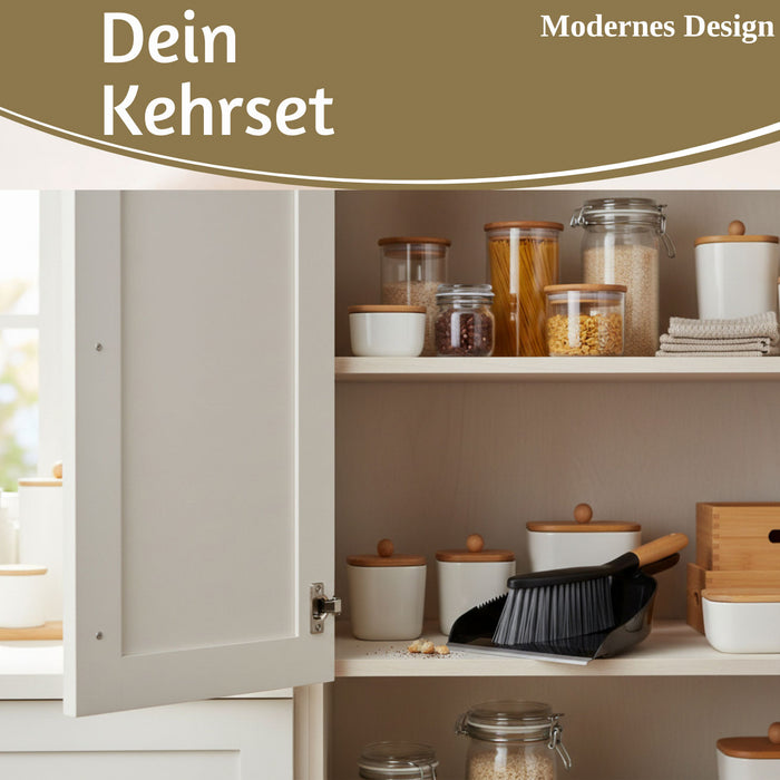 KI-generiertes Bild,Kehrbesen Kehrschaufel 32x22cm Schwarz Kehrset Kehrblech und Handfeger