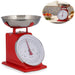 KI-generiertes Bild Vintage Küchenwaage Retro Rot Manuelle Backwaage großes Ziffernblatt 1L Schüssel