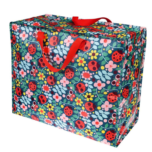 KI-generiertes Bild,XXL Jumbo Bag Blumen Marienkäfer 55cm Aufbewahrungstasche Einkaufstasche