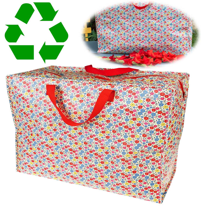 KI-generiertes Bild XXL Jumbo Bag Tilde bunte Blumen 55cm Kunststoff Aufbewahrungstasche Einkaufstasche