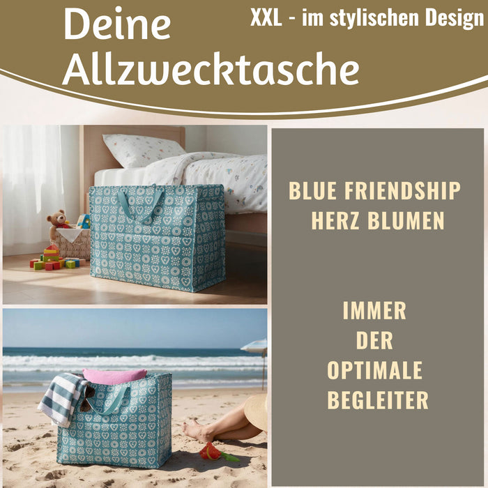KI-generiertes Bild,XXL Jumbo Bag Blue Friendship 55cm Aufbewahrungstasche Einkaufstasche