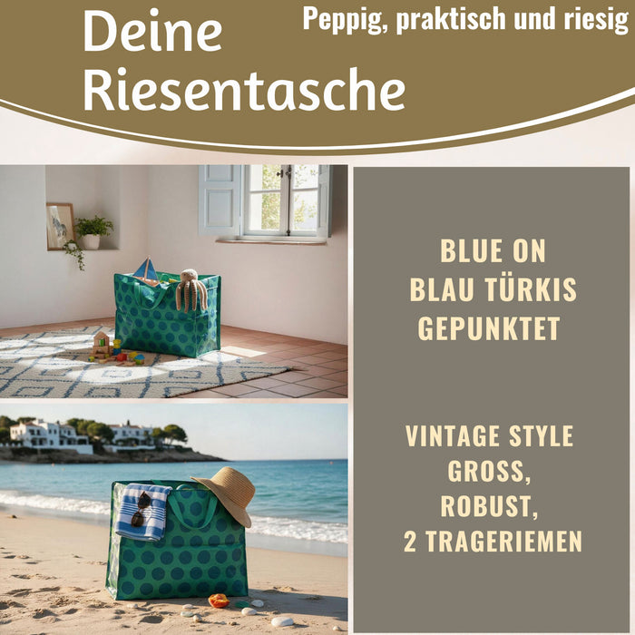 KI-generiertes Bild,XXL Jumbo Bag Blau Türkis Spotlight 55cm Aufbewahrungstasche Einkaufstasche