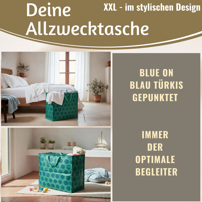 KI-generiertes Bild,XXL Jumbo Bag Blau Türkis Spotlight 55cm Aufbewahrungstasche Einkaufstasche
