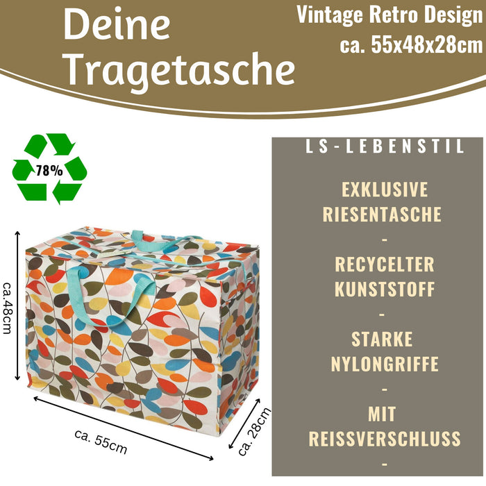 KI-generiertes Bild,XXL Jumbo Bag Vintage Ivy Blumen 55cm Aufbewahrungstasche Einkaufstasche
