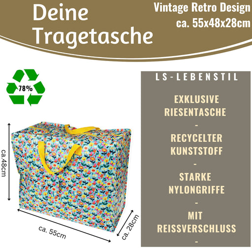 KI-generiertes Bild,XXL Jumbo Bag Blumen 55cm Aufbewahrungstasche Einkaufstasche