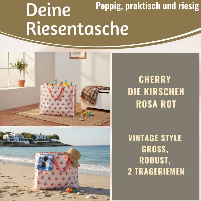 KI-generiertes Bild,XXL Jumbo Bag Cherry - Kirschen 55cm Aufbewahrungstasche Einkaufstasche
