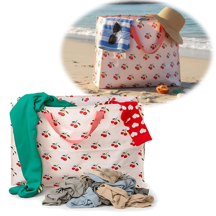 KI-generiertes Bild XXL Jumbo Bag Cherry - Kirschen 55cm Recycelt Kunststoff Aufbewahrungstasche Einkaufstasche