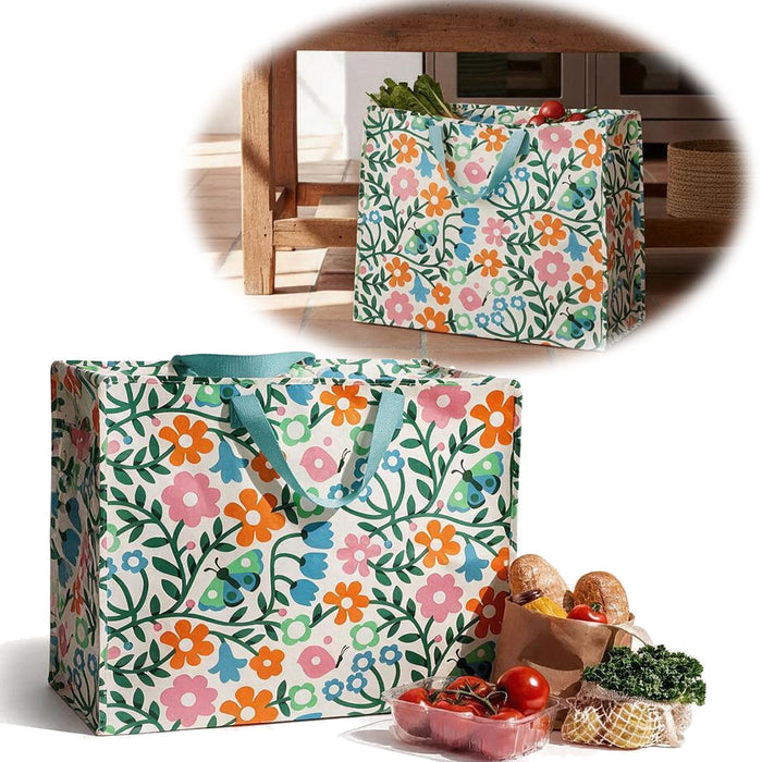 KI-generiertes Bild XXL Jumbo Bag Esme - bunte Blumen 55cm Recycelt Kunststoff Aufbewahrungstasche Einkaufstasche