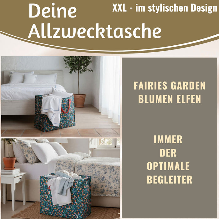 KI-generiertes Bild,XXL Jumbo Bag Fairies Garden 55cm Aufbewahrungstasche Einkaufstasche