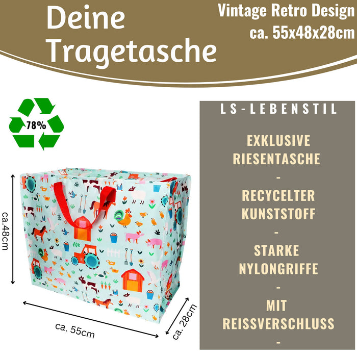 KI-generiertes Bild,XXL Jumbo Bag Farmyard Bauernhof Tiere 55cm Aufbewahrungstasche Einkaufstasche