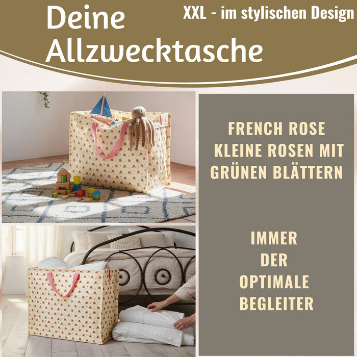 KI-generiertes Bild,XXL Jumbo Bag French Rose Rote Rosen 55cm Aufbewahrungstasche Einkaufstasche