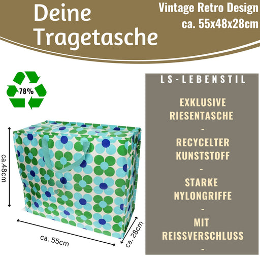 KI-generiertes Bild,XXL Jumbo Bag Gänseblümchen Blau 55cm Aufbewahrungstasche Einkaufstasche