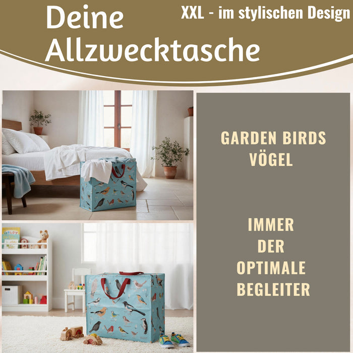KI-generiertes Bild,XXL Jumbo Bag Garden Birds 55cm Aufbewahrungstasche Einkaufstasche