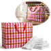 KI-generiertes Bild XXL Jumbo Bag Karo Rosa Gelb Rot 55cm Kunststoff Aufbewahrungstasche Einkaufstasche