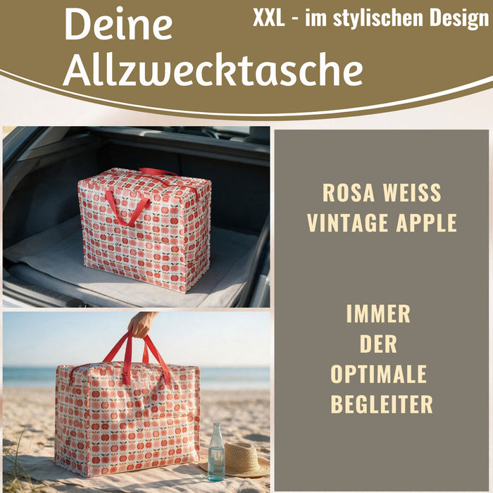 KI-generiertes Bild,XXL Jumbo Bag Apfel Rot Weiß 55cm Aufbewahrungstasche Einkaufstasche